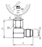 Druckanschluss männlicher 90°-Ellbogen für Manometer