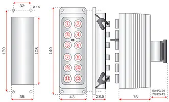 Platzbedarf Modulierbarer rechteckiger pneumatischer Steckverbinder ohne Werkzeug