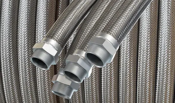 All Stainless Steel 24" L Braided Flexible Metal Hose 1/4" MNPT x 1/4" MNPT 304 